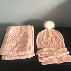 White House black market scarf, gloves, hat